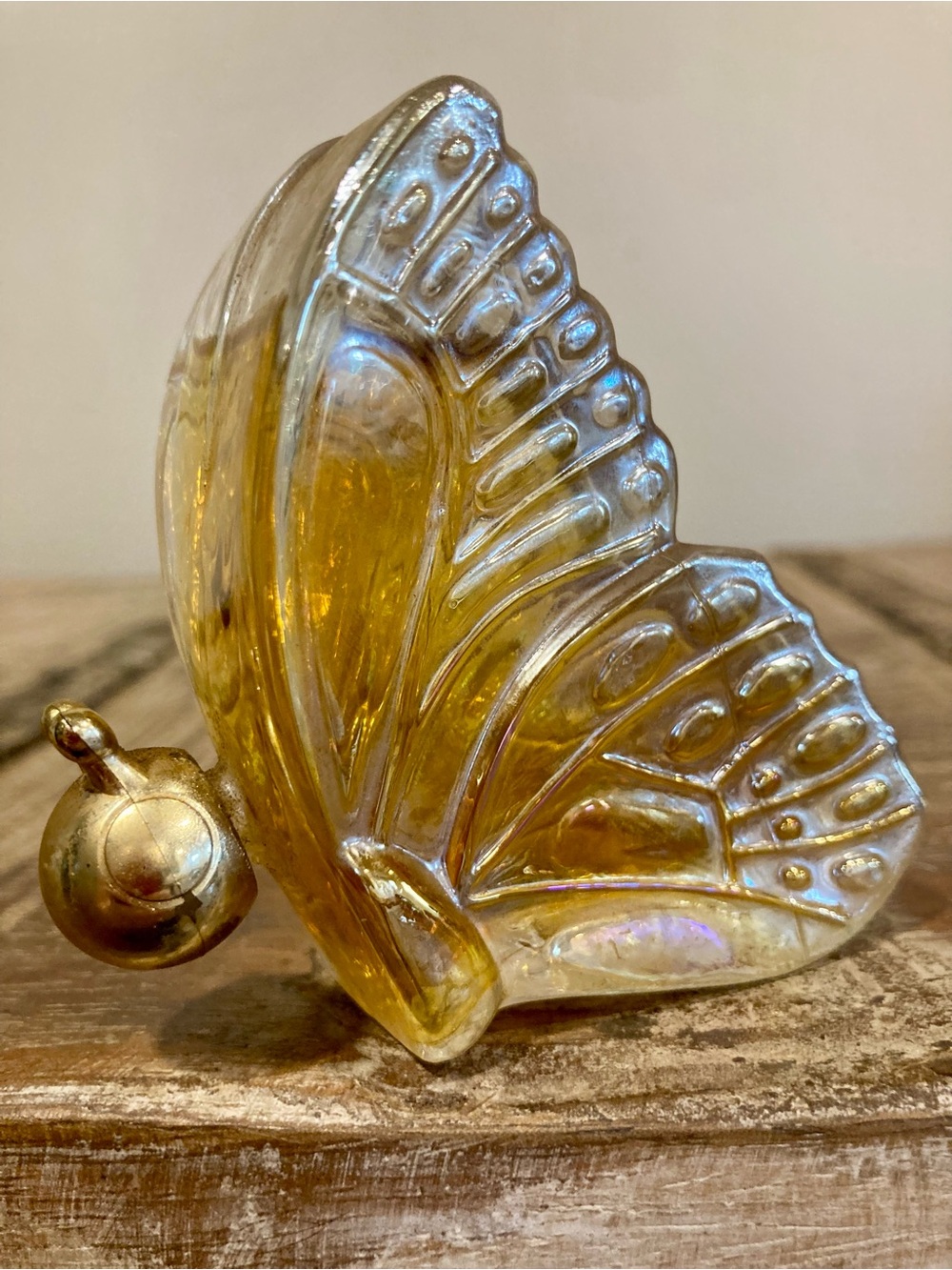 Vintage Avon Butterfly Perfume Bottle Unforgettable Cologne Iridescent Glass
